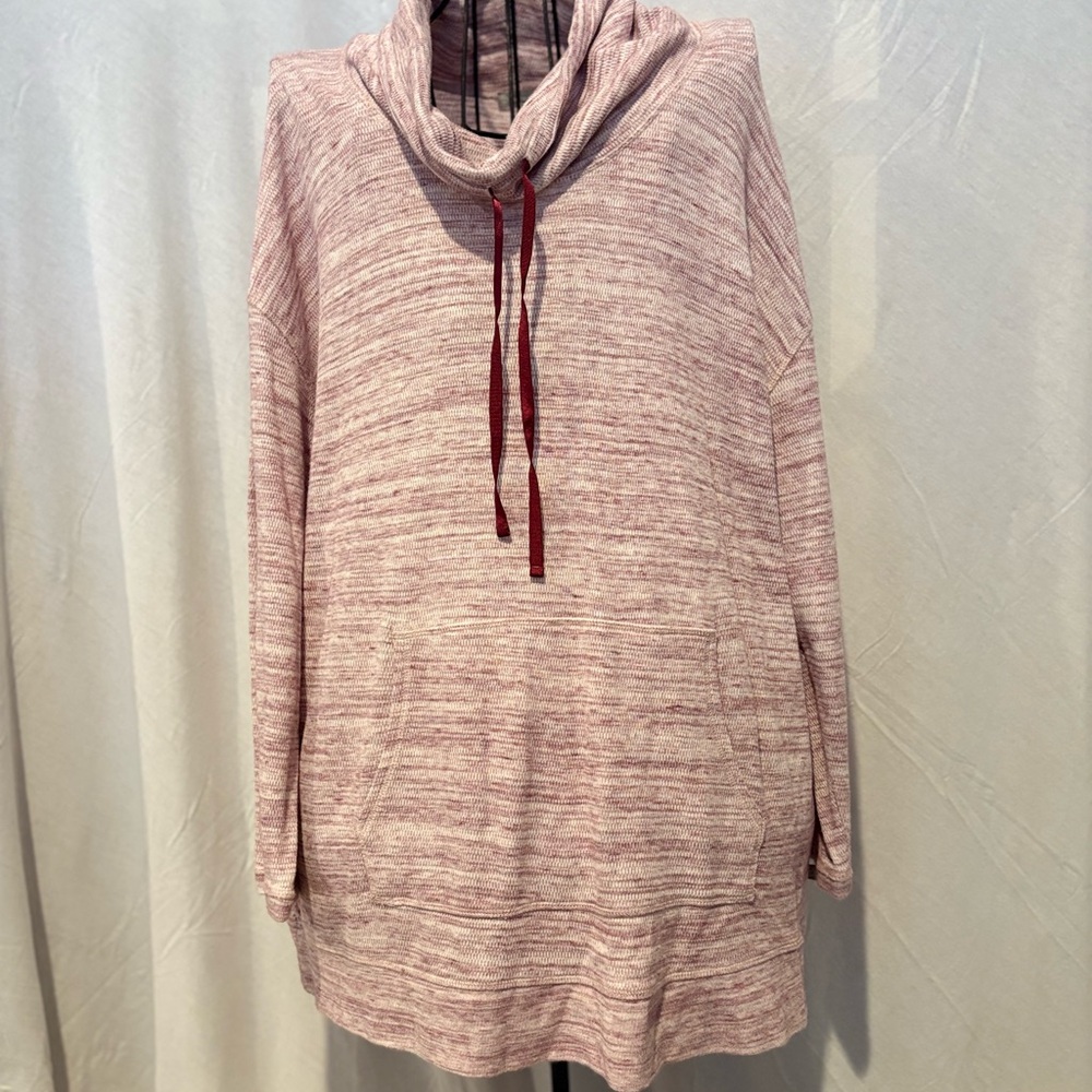 T by Talbots Marled Pink Cowl Neck Sweater